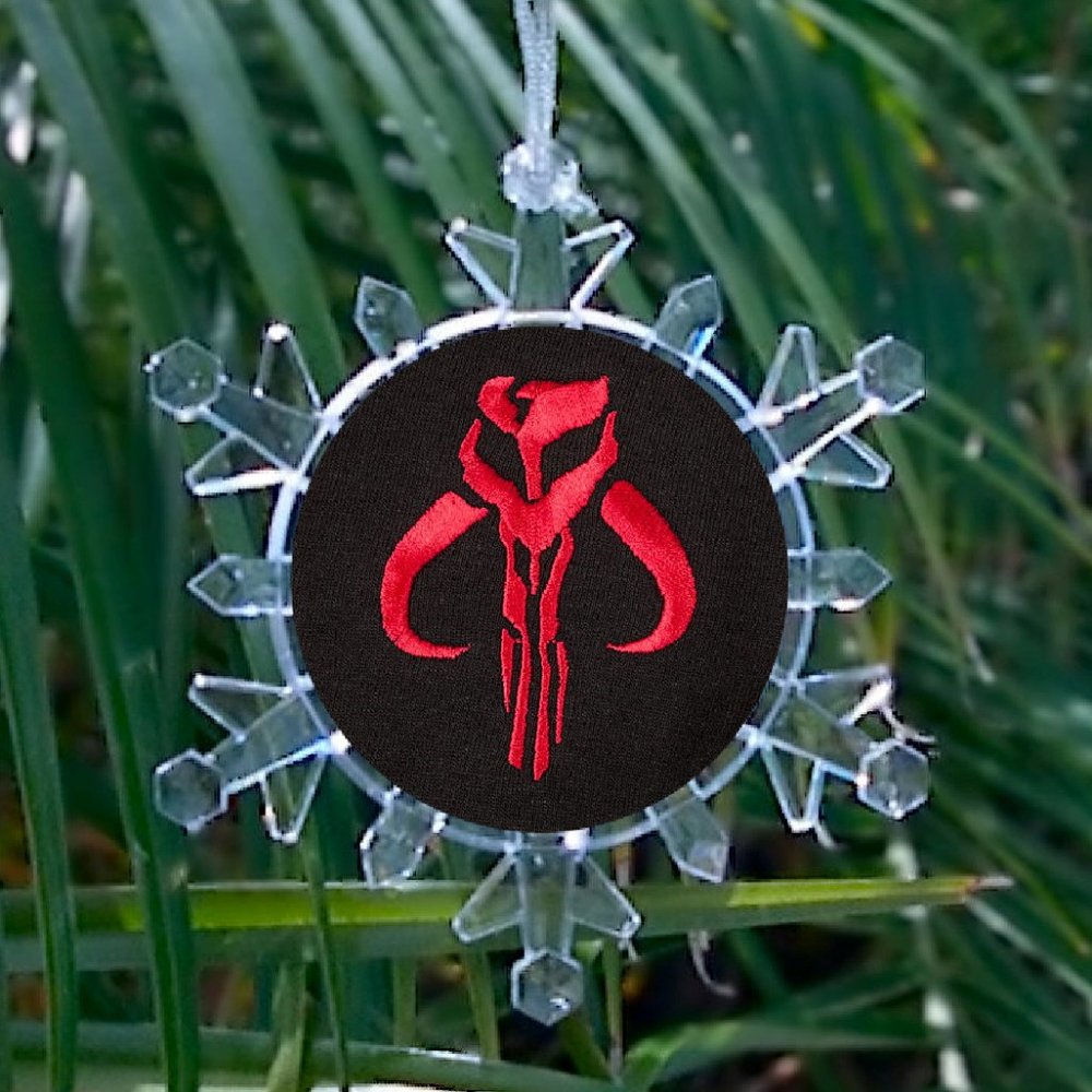 Star Wars Boba Fett EMBLEM Snowflake Blinks Lit Holiday Christmas Tree Ornament